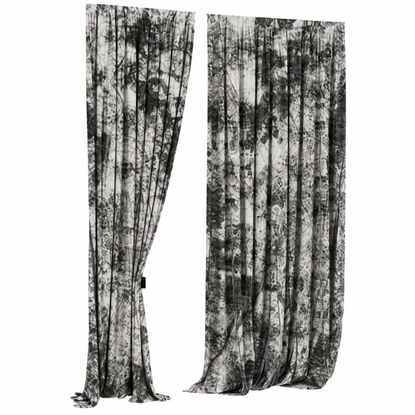 Black and White Abstract Drapery Curtain 3D Model