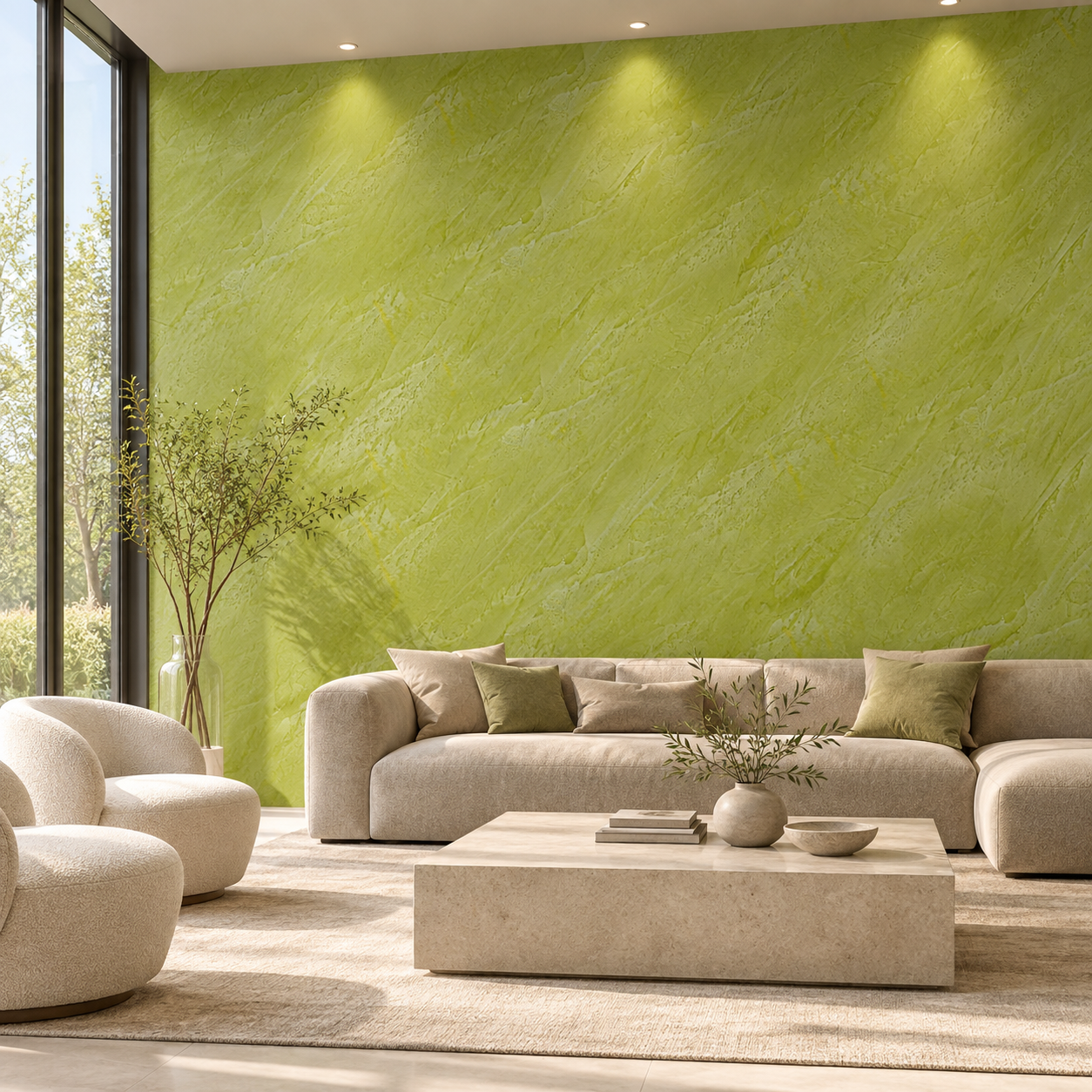 Lime Green Trowel Mark Plaster Texture 2