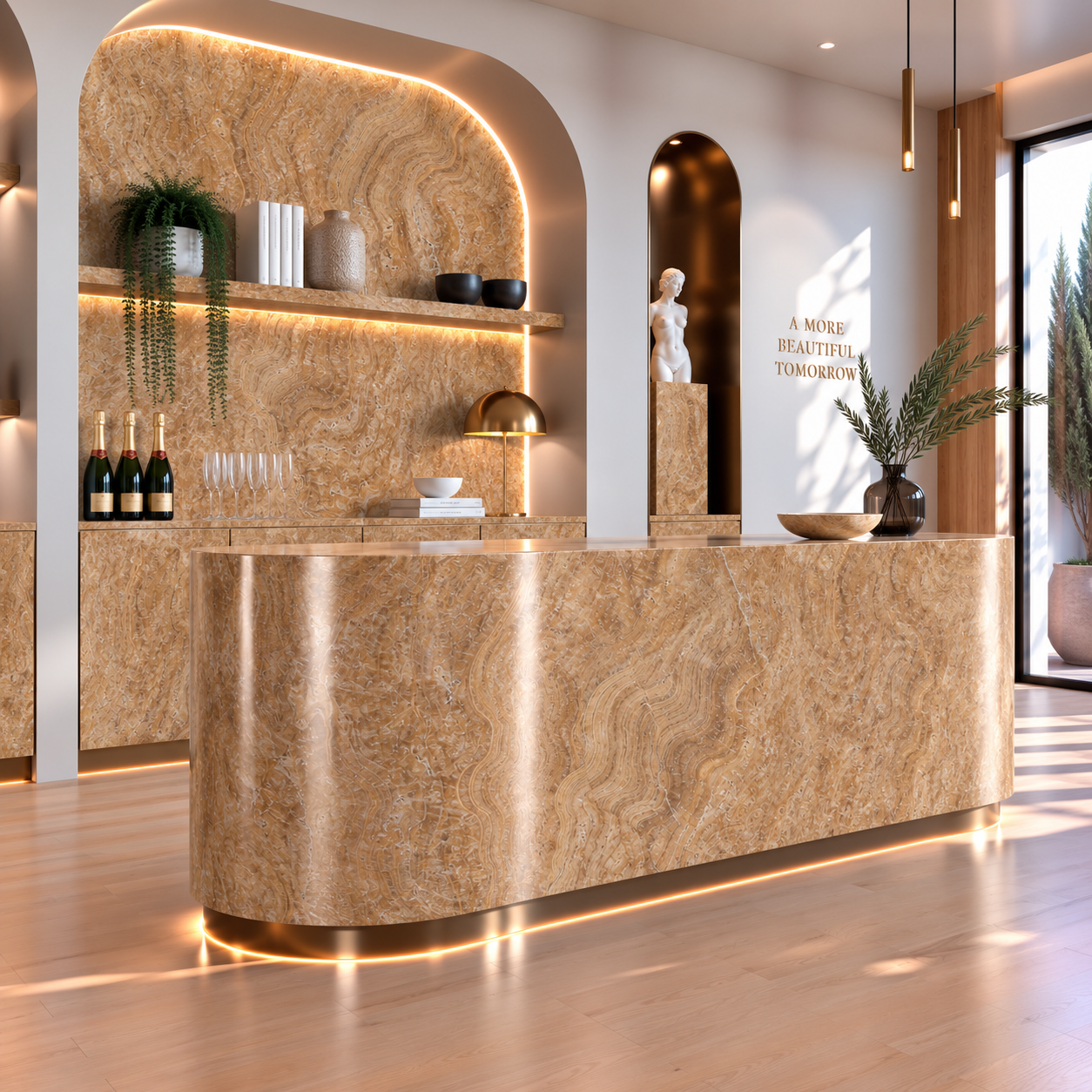 Warm Caramel Wavy Vein Marble Texture 2