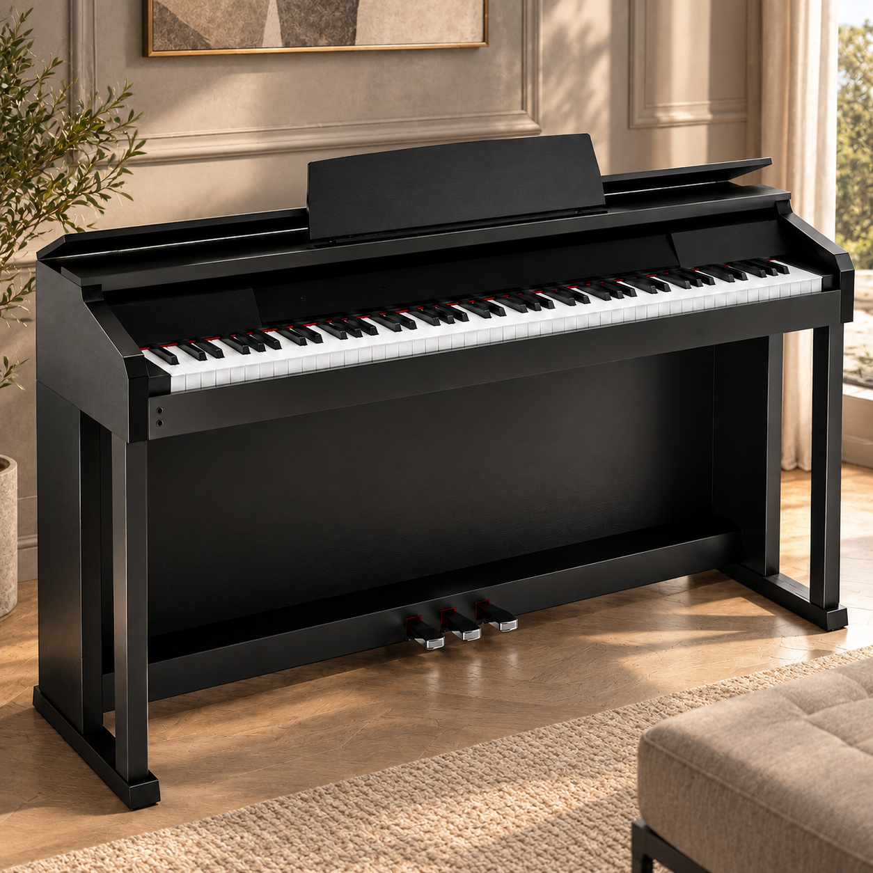 Modern Black Digital Piano 3D Model 2