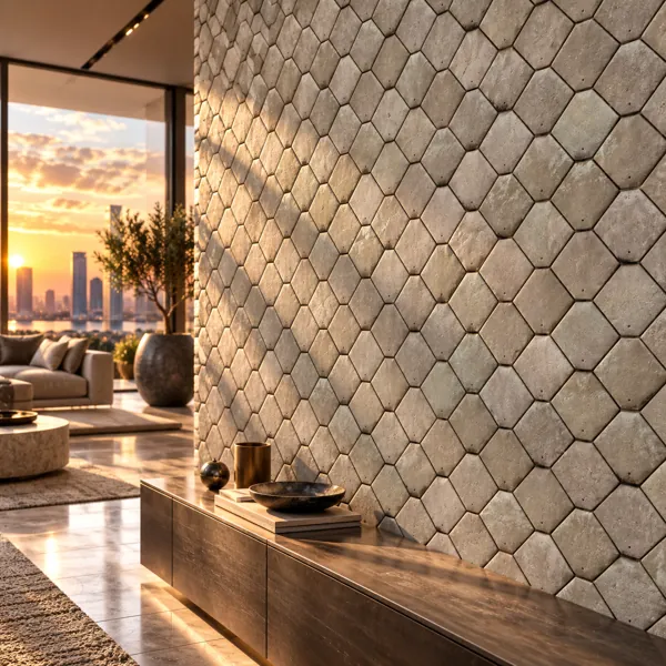 Warm Beige Diamond Grid Stone Paver Texture back