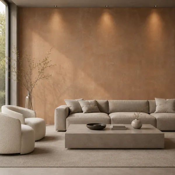 Warm Terracotta Brown Fine Troweled Plaster Texture back