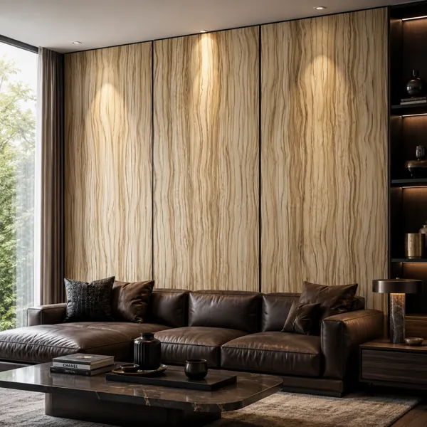 Warm Golden Wavy Grain Wood Texture back