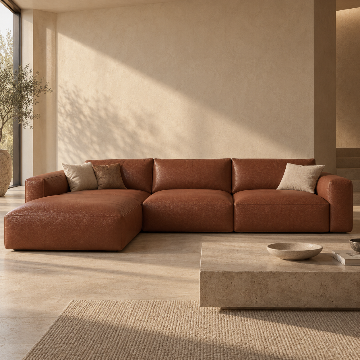 Warm Cognac Fine Grain Leather Texture 2