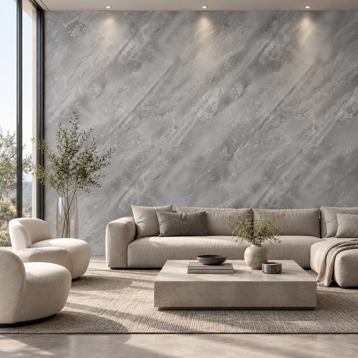 Cool Light Gray Diagonal Trowel Plaster Texture 2
