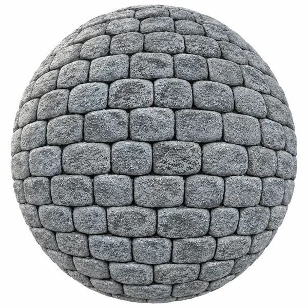 Cool Blue Gray Rounded Rough Stone Block Wall Texture