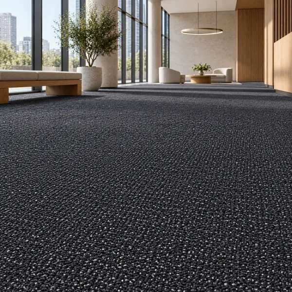 Charcoal Black Fine Ribbed Loop Carpet Texture back
