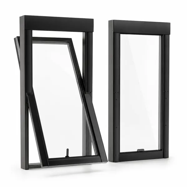 Black Metal Tilt-Out Window – Clear Glass 3D Model