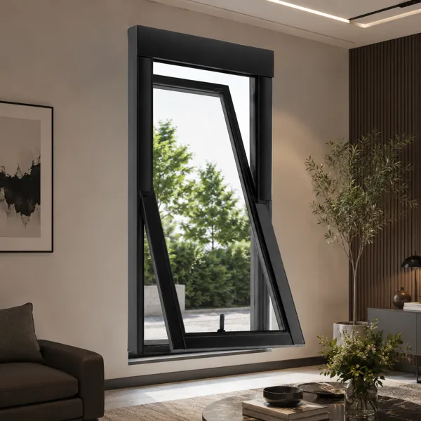 Black Metal Tilt-Out Window – Clear Glass 3D Model back