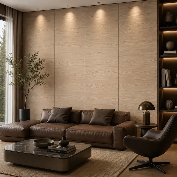 Pale Beige Knotted Wavy Grain Wood Texture back