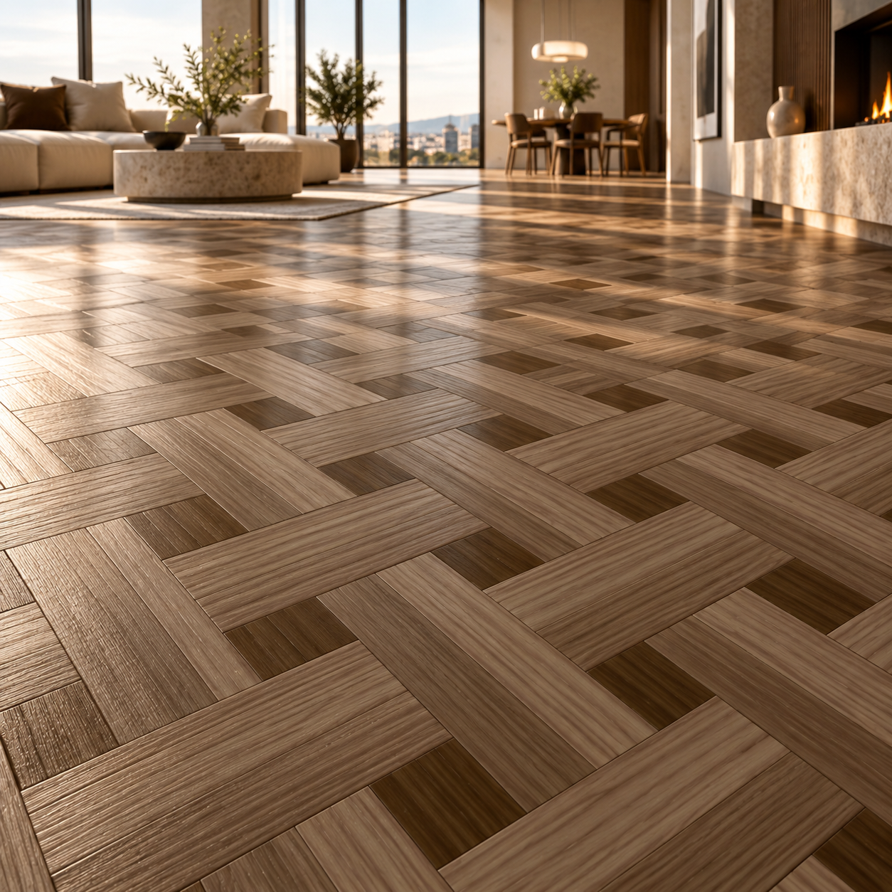 Warm Taupe Basket Weave Parquet Texture 2