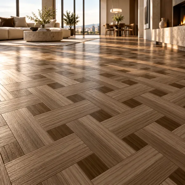 Warm Taupe Basket Weave Parquet Texture back
