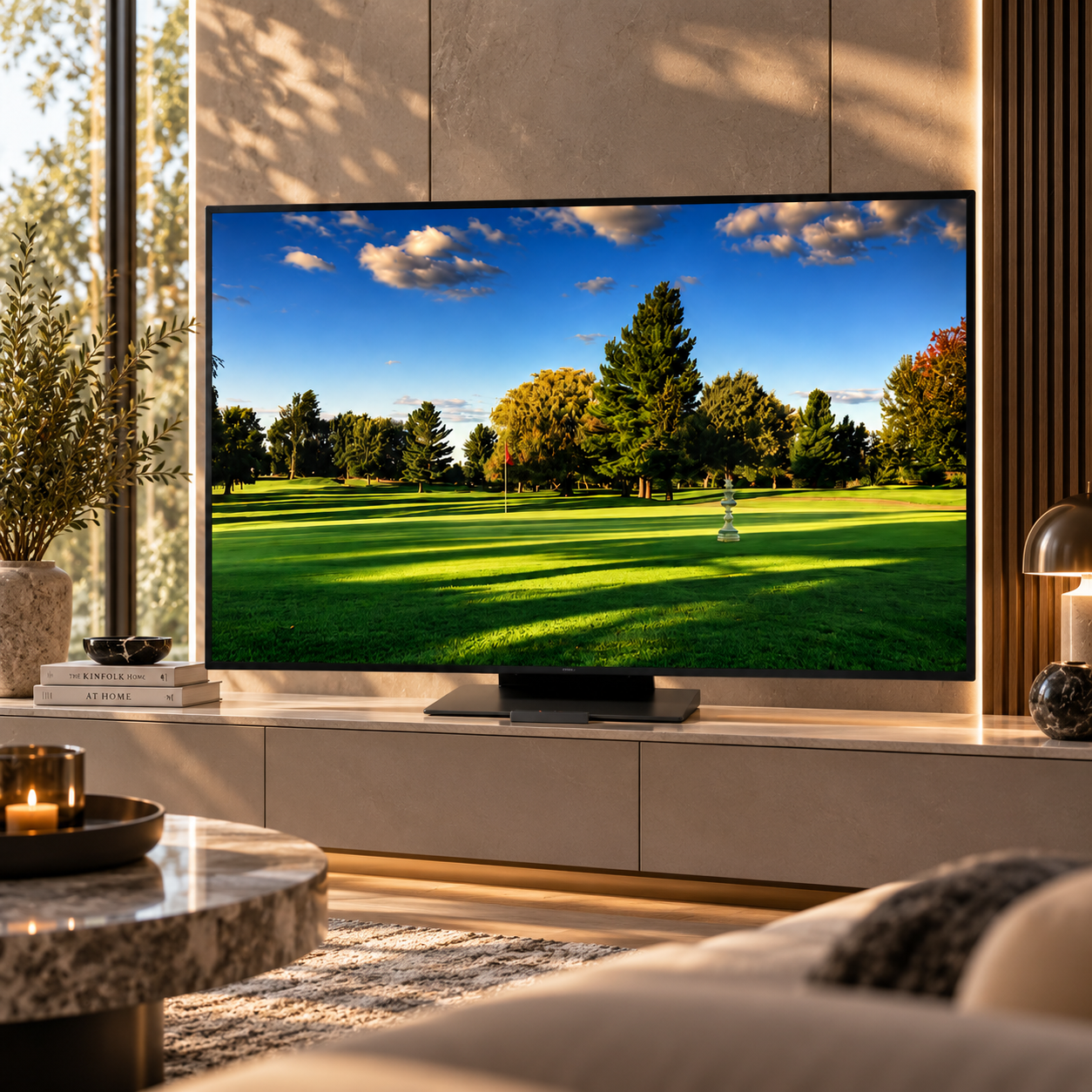Central Pedestal Wide Screen TV 3D Model 4