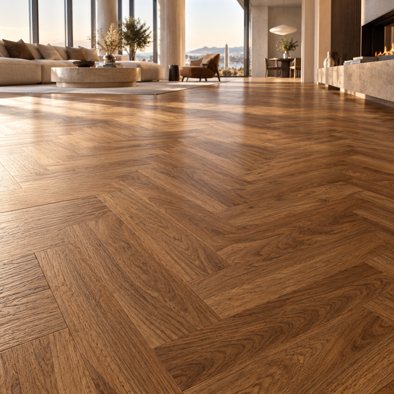 Warm Brown Herringbone Oak Parquet Texture 2