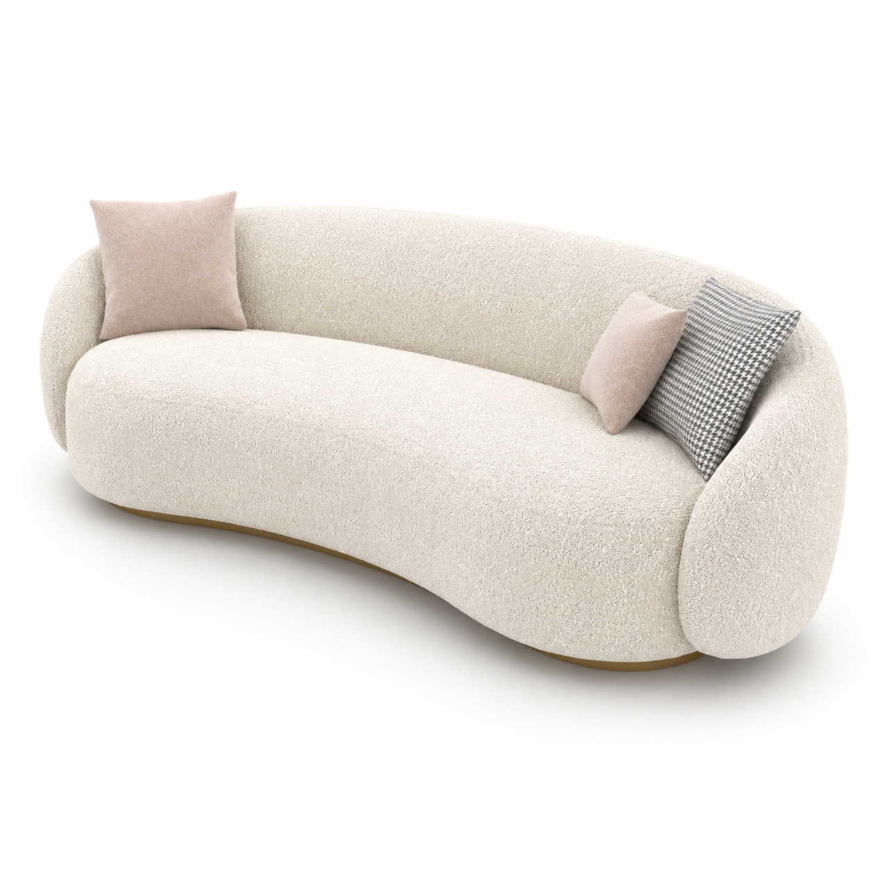 Ivory Curved Boucle Sofa 3D Model 3