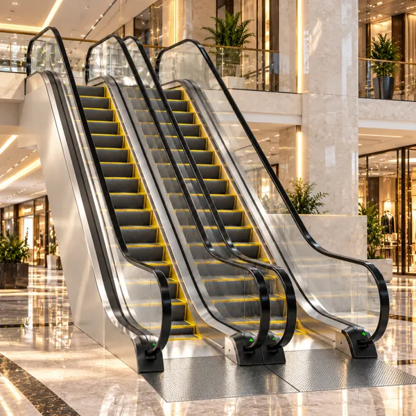 Triple Glass Metal Escalator 3D Model back