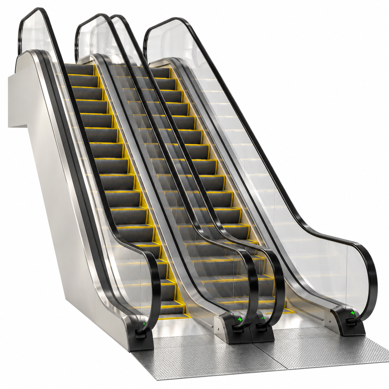 Triple Glass Metal Escalator 3D Model 1