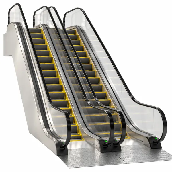 Triple Glass Metal Escalator 3D Model