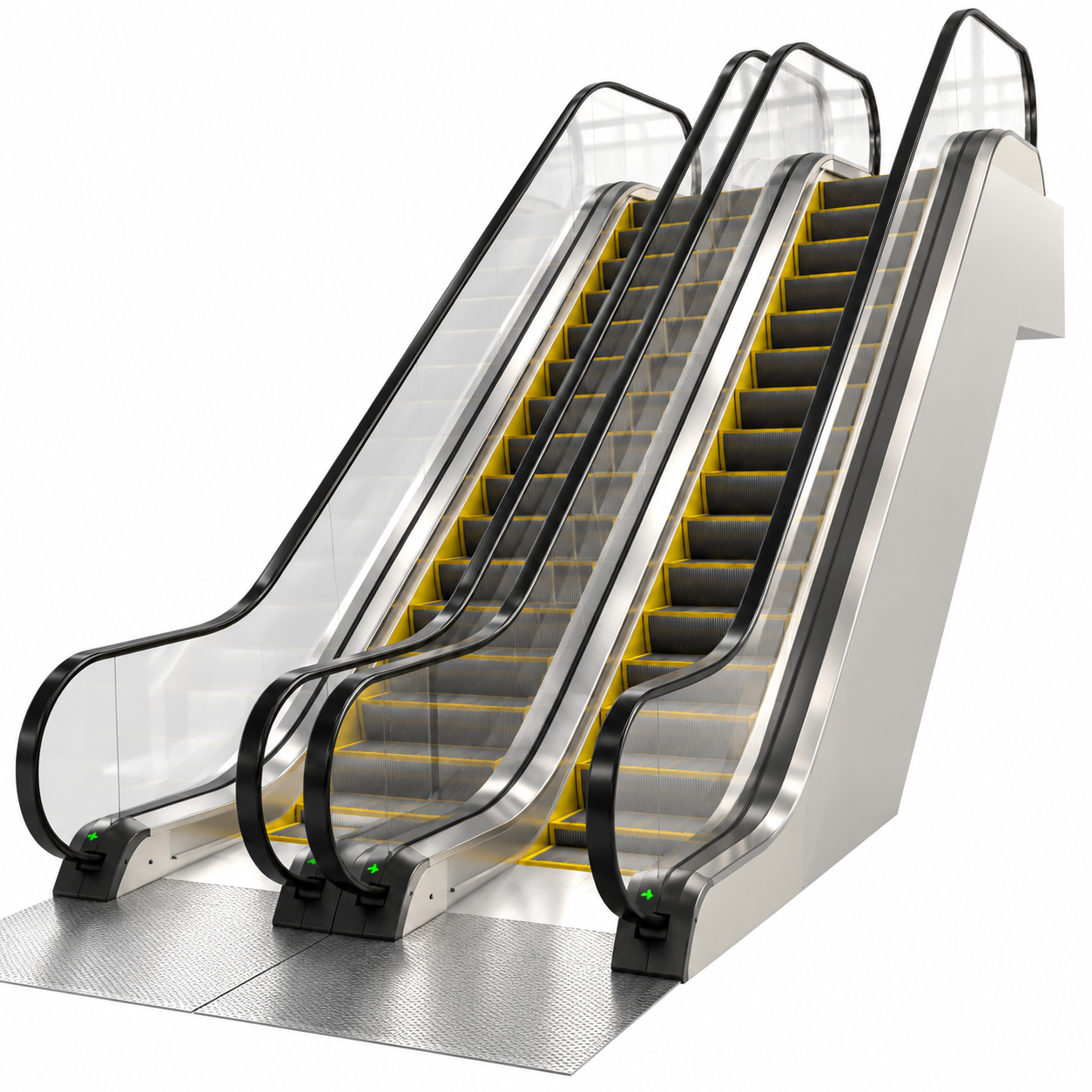 Triple Glass Metal Escalator 3D Model 3