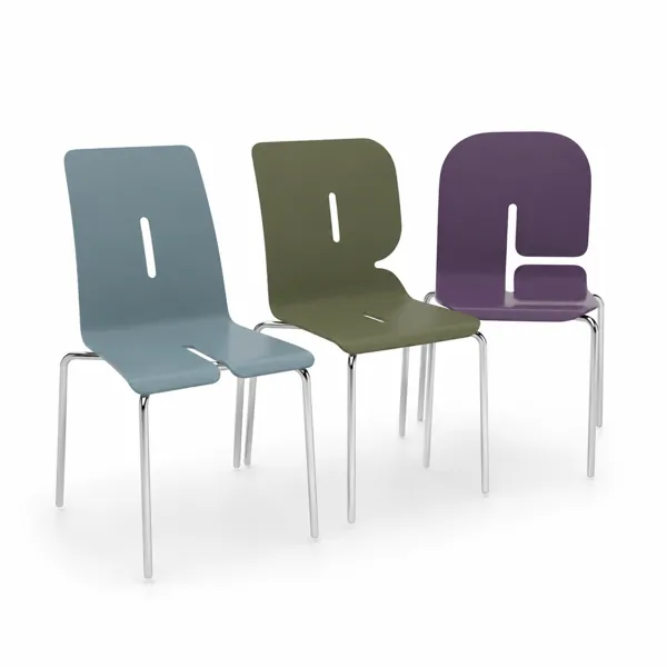 Contemporary Kids Chair Set – Blue Olive Purple Shells 3D Model