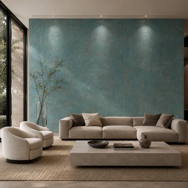 Weathered Teal Blue Mottled Plaster Texture back