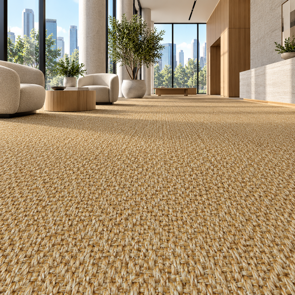 Golden Tan Vertical Rib Woven Carpet Texture 2