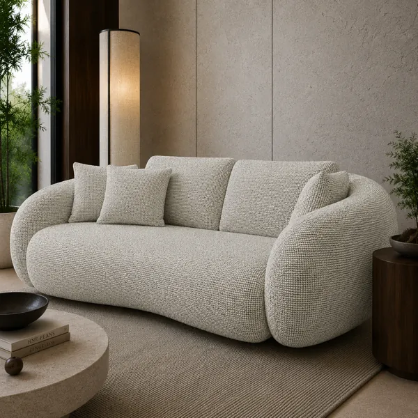 Warm Ivory Woven Fabric Texture – Dense Pebble Weave back