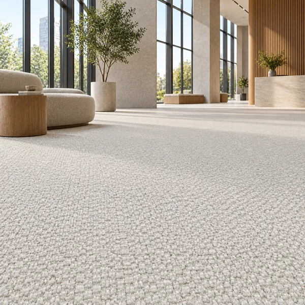 Soft Ivory Grid Weave Carpet Texture back
