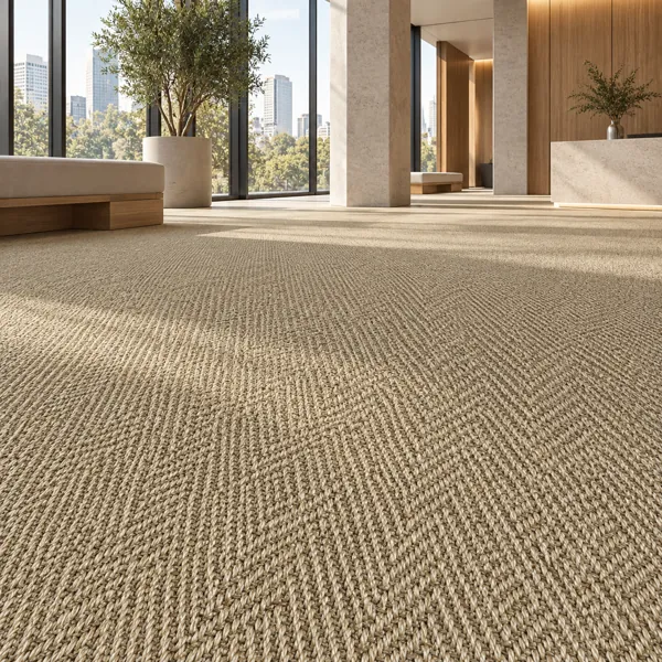 Light Beige Herringbone Woven Carpet Texture back