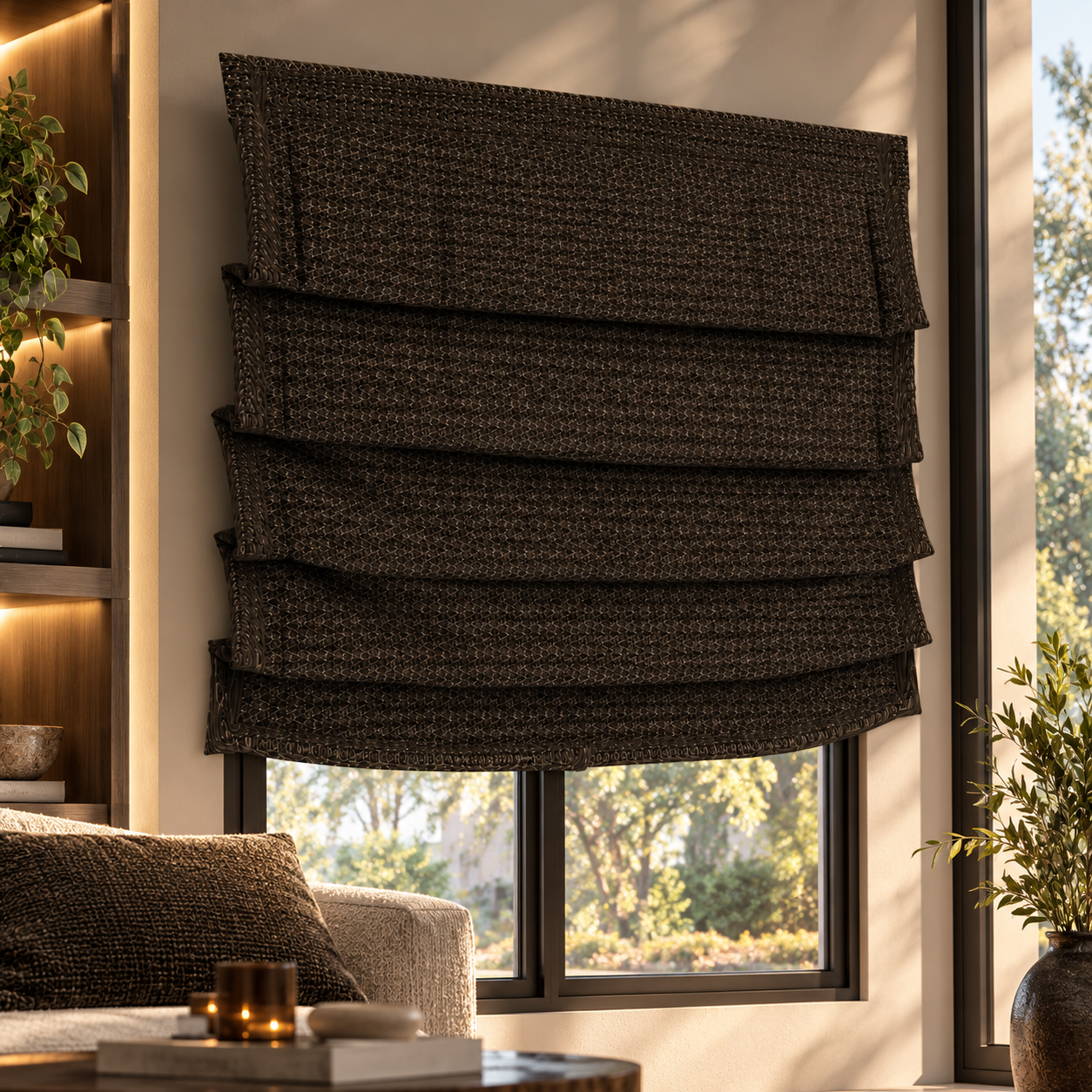 Textured Roman Shade Set 3D Model 6