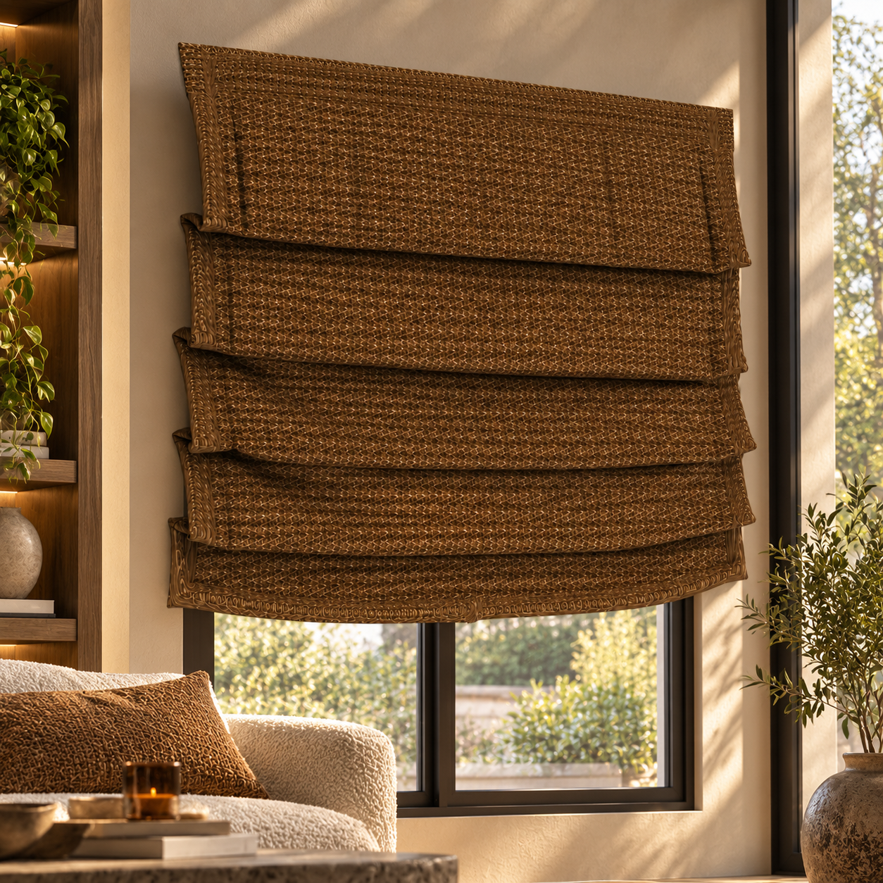 Textured Roman Shade Set 3D Model 2