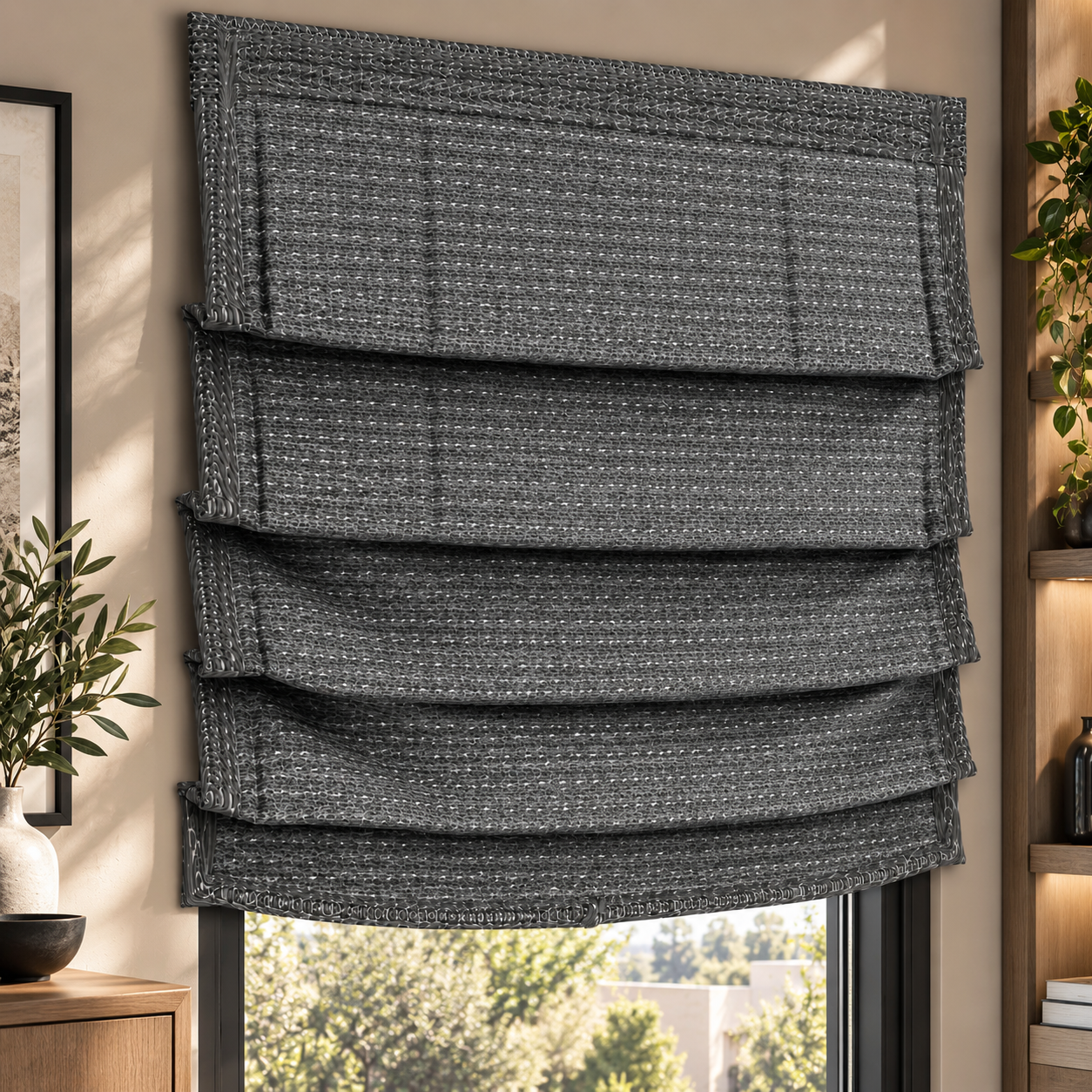Textured Roman Shade Set 3D Model 4