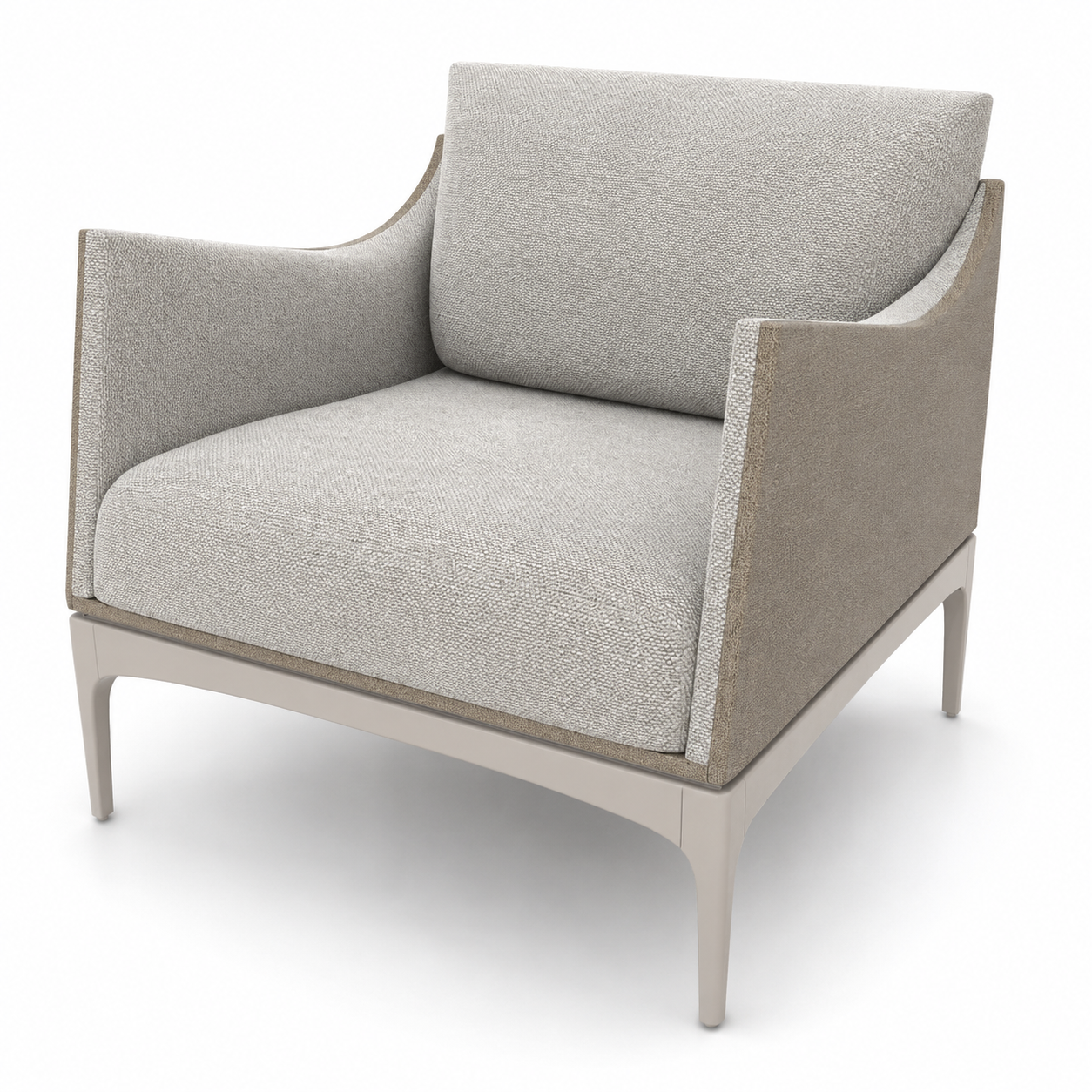 Light Gray Fabric Armchair with Beige Leather Sides 3D Model 3