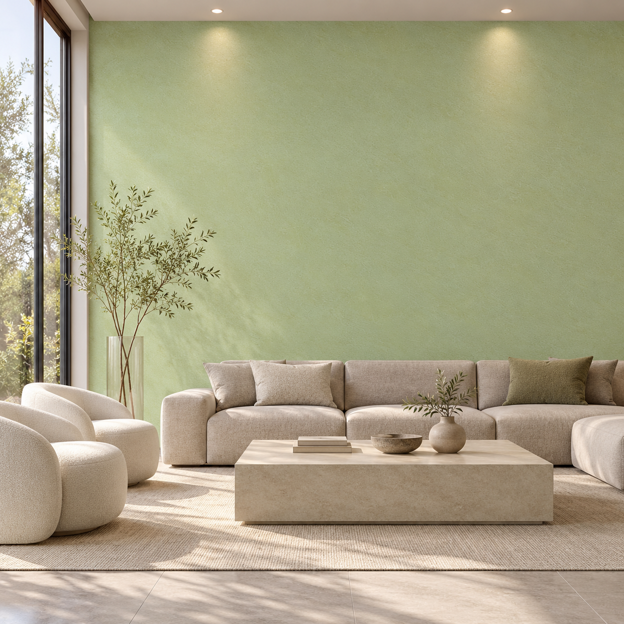 Soft Sage Green Fine Trowel Plaster Texture 2