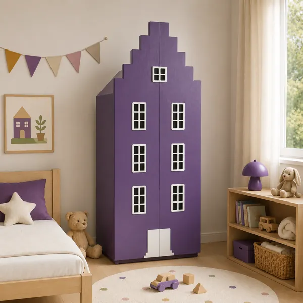 Purple Stepped-Gable House Wardrobe 3D Model back