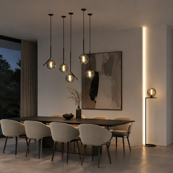 Black Geometric Wall Light – Smoked Glass Globe 3D Model back