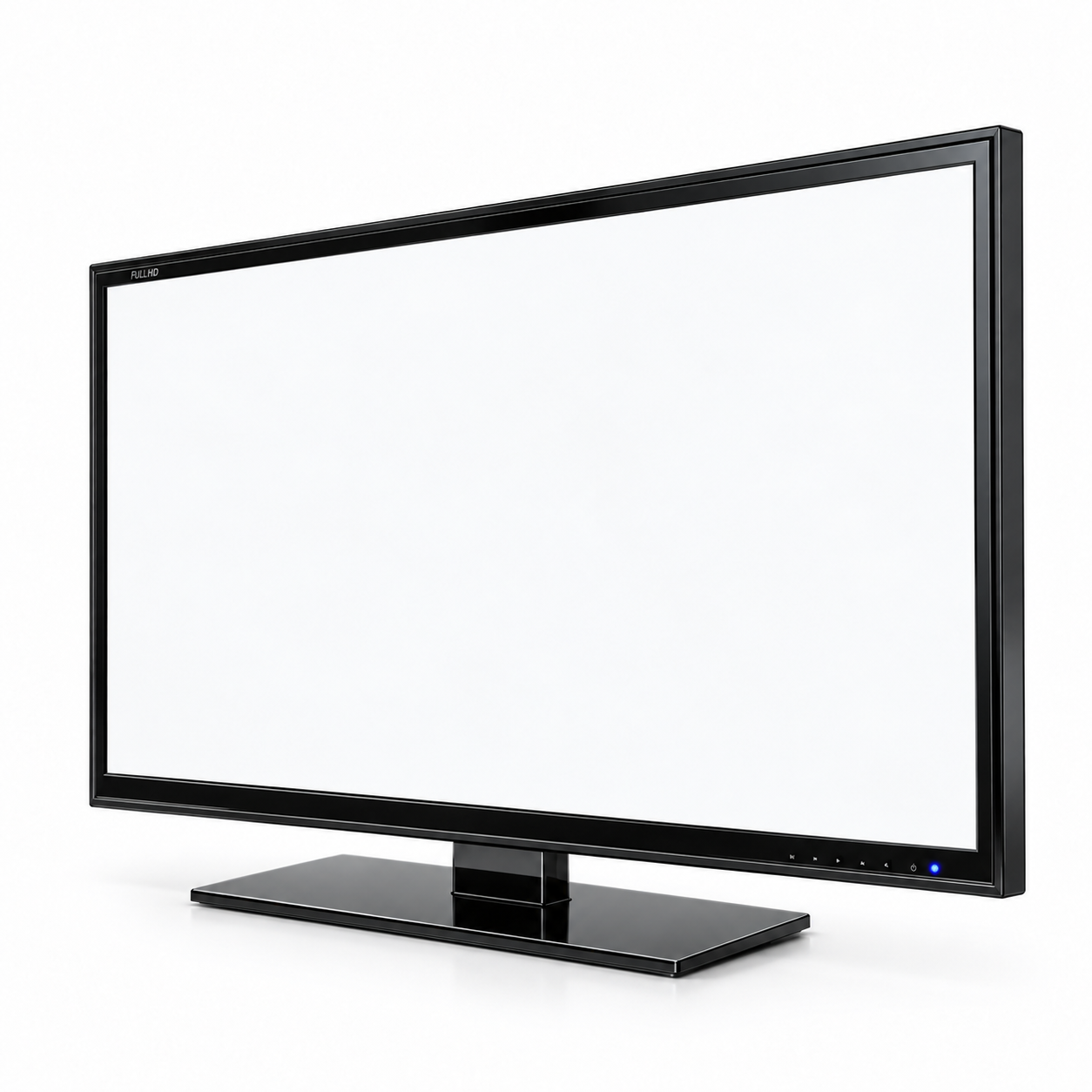 Black TV with Glossy Pedestal Base 3D Model 3