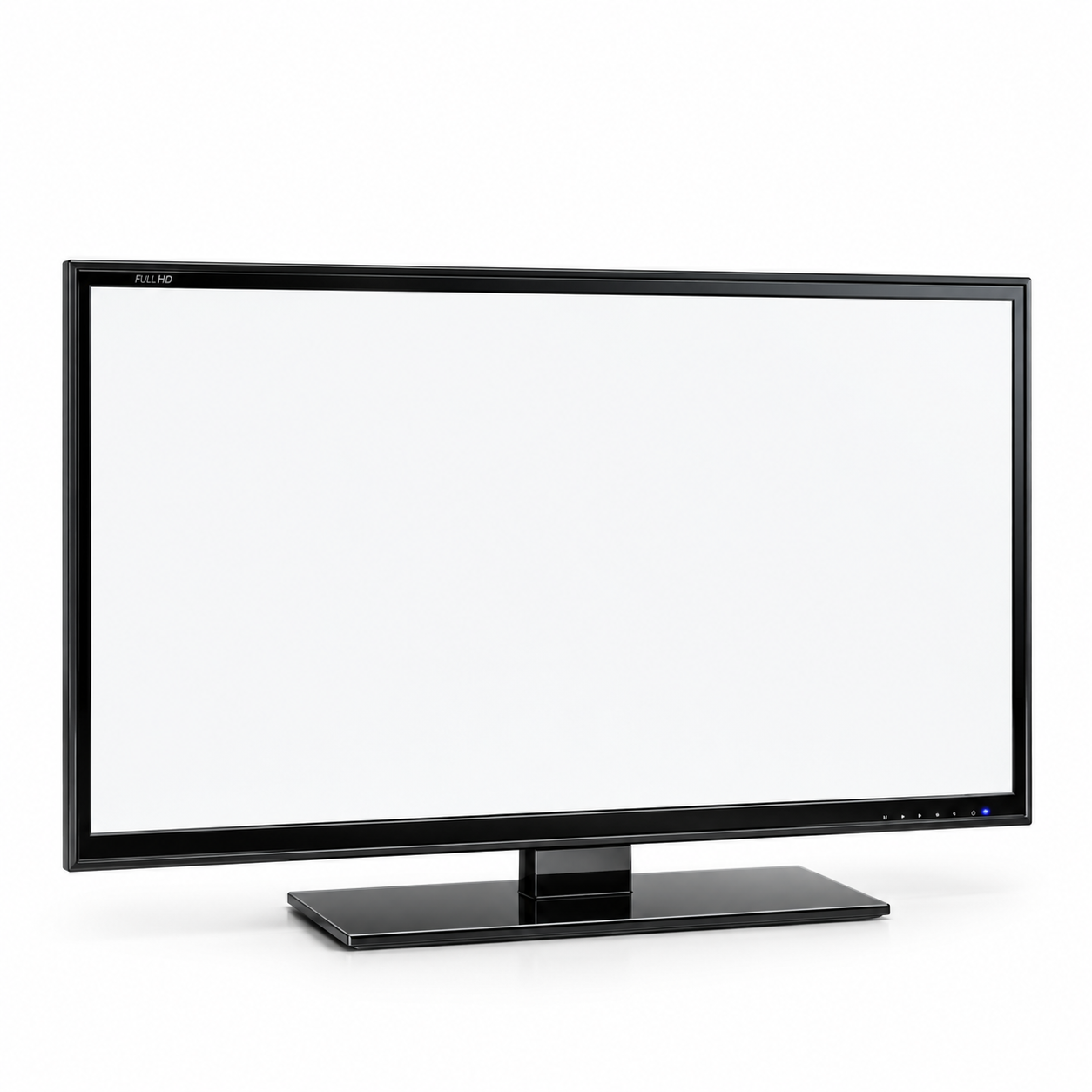 Black TV with Glossy Pedestal Base 3D Model 1