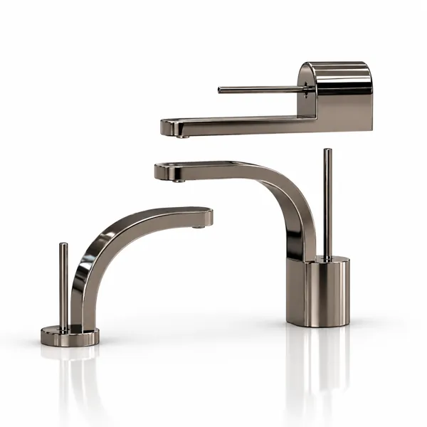 Gunmetal Curved Faucet Set – Slim Pin Lever 3D Model