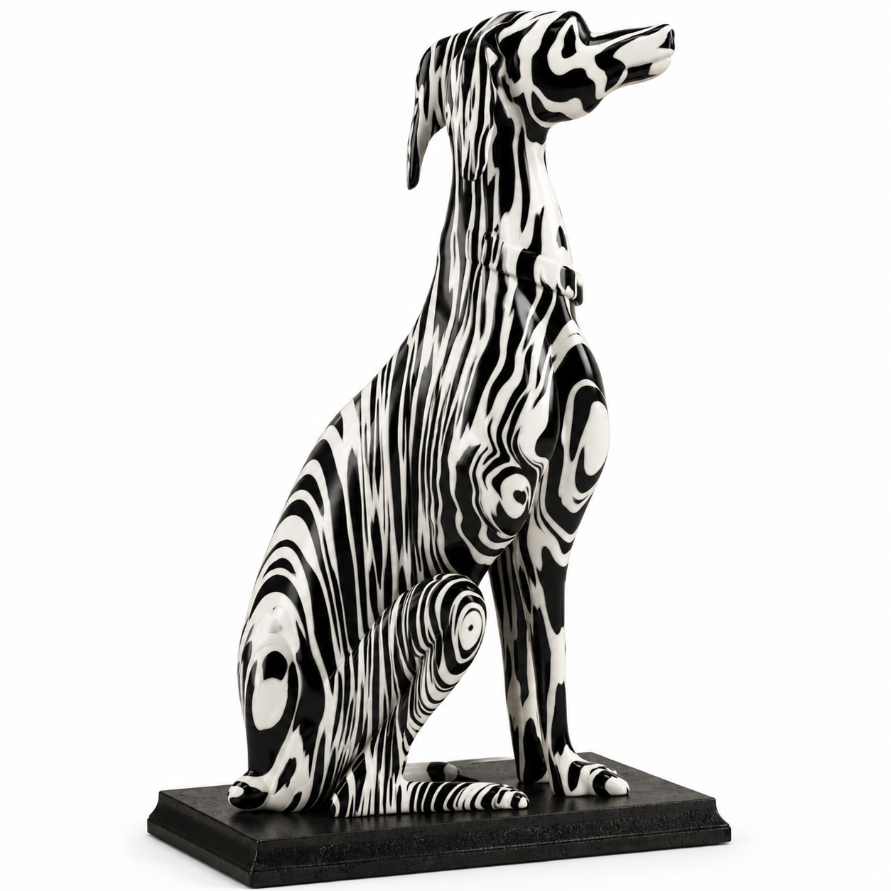 Black and White Abstract Greyhound Sculpture 3D Model 3
