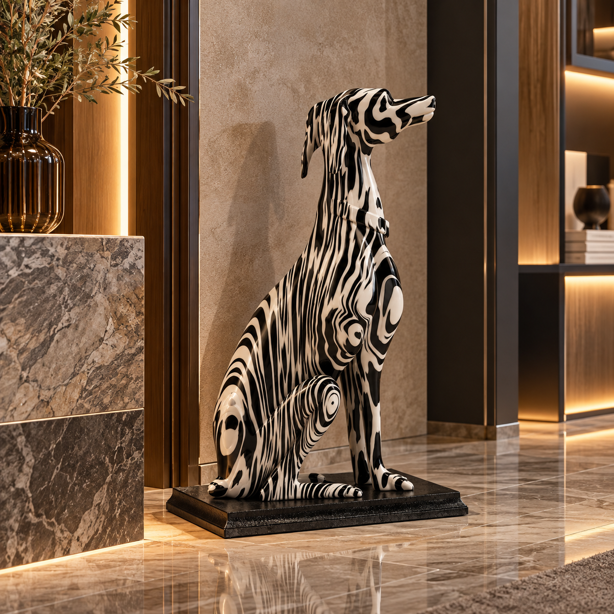 Black and White Abstract Greyhound Sculpture 3D Model 4