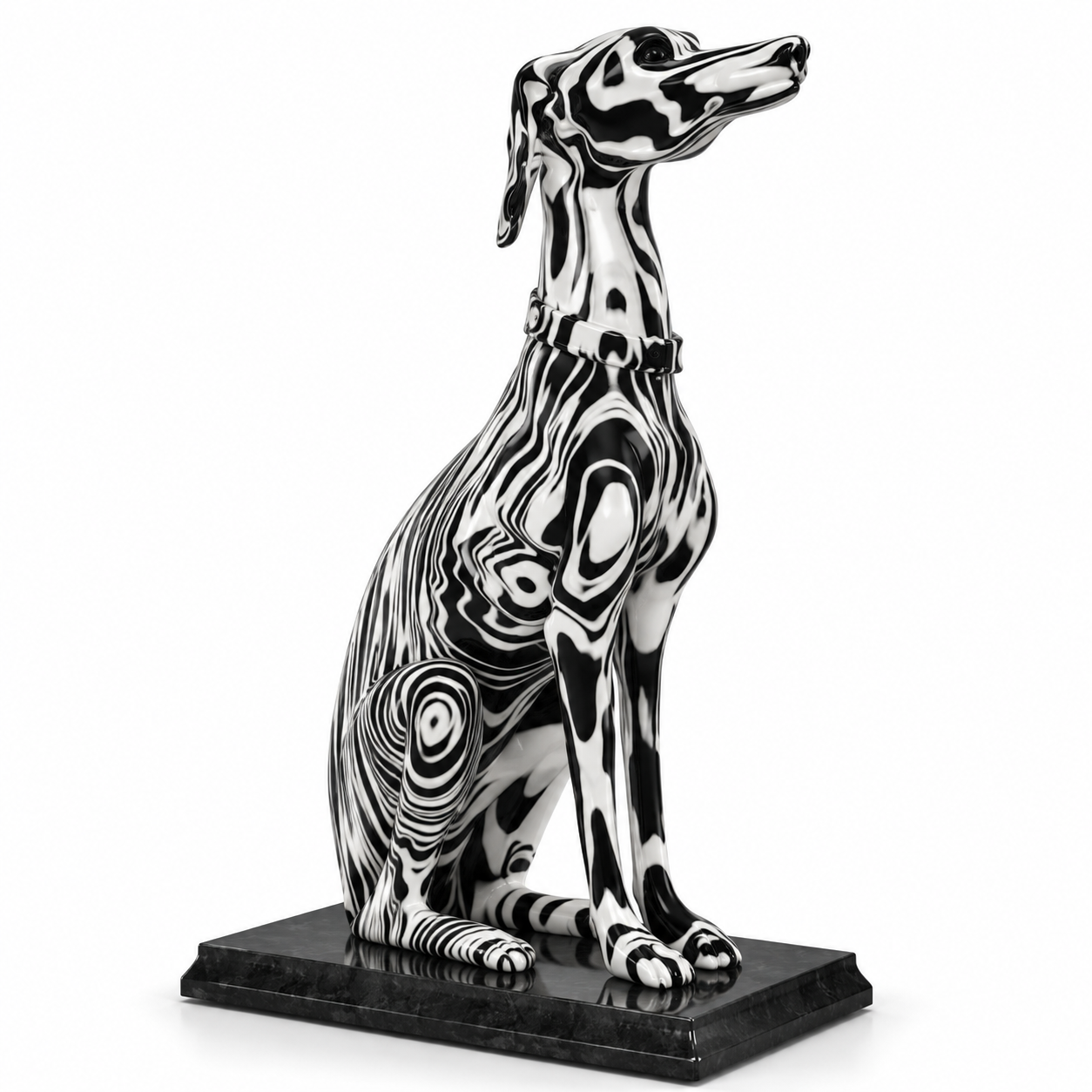Black and White Abstract Greyhound Sculpture 3D Model
