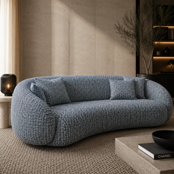 Chunky Basket Weave Blue Gray Fabric Texture back