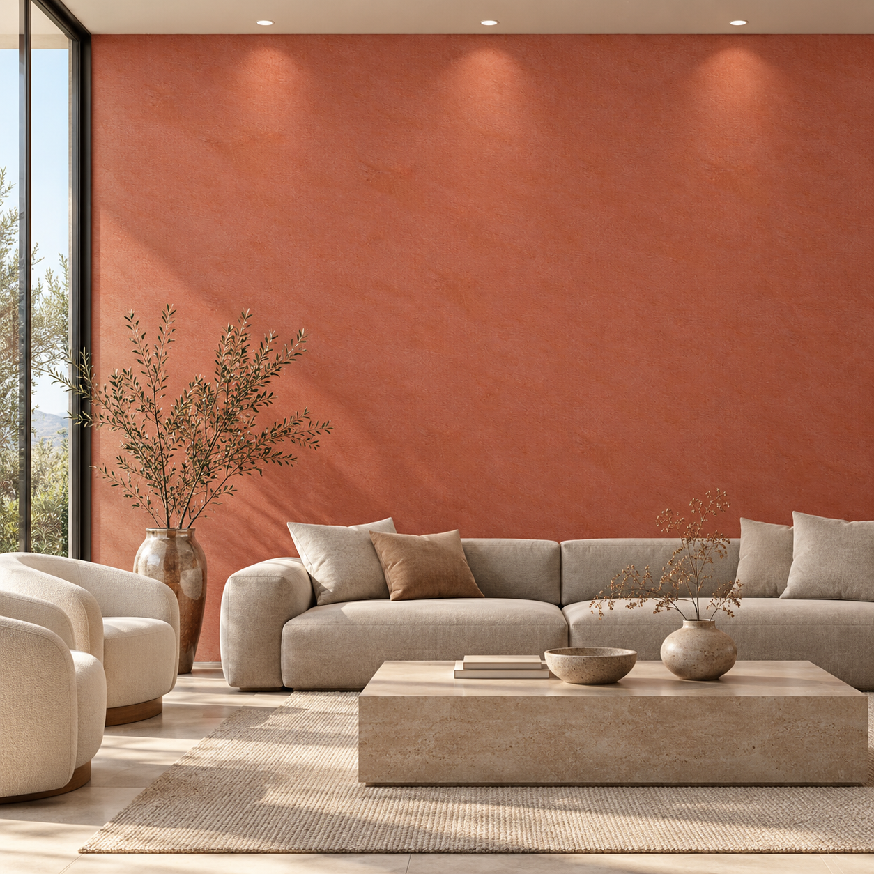 Muted Terracotta Soft Trowel Plaster Texture 2