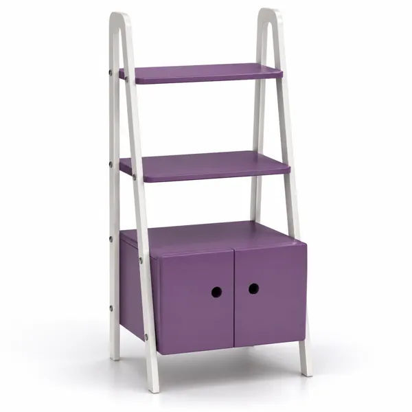 Purple Ladder Wardrobe – White A-Frame Open Shelves 3D Model