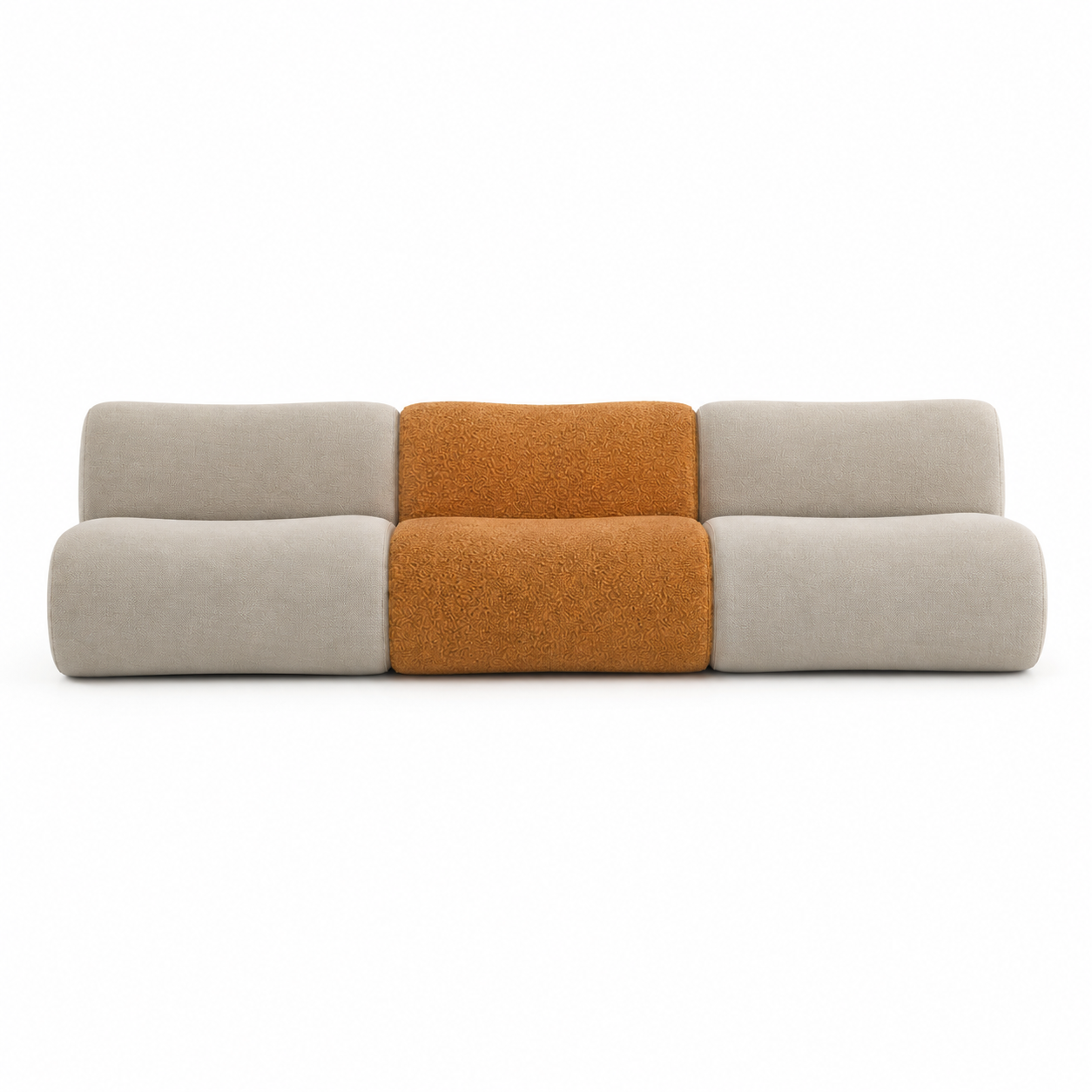 Modern Beige Camel Fabric Modular Lounge Sofa 3D Model 3