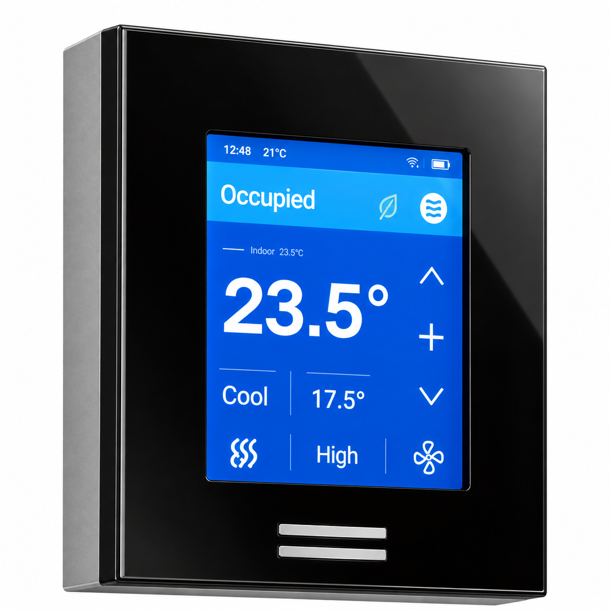 Black Glass Touchscreen Thermostat 3D Model 5