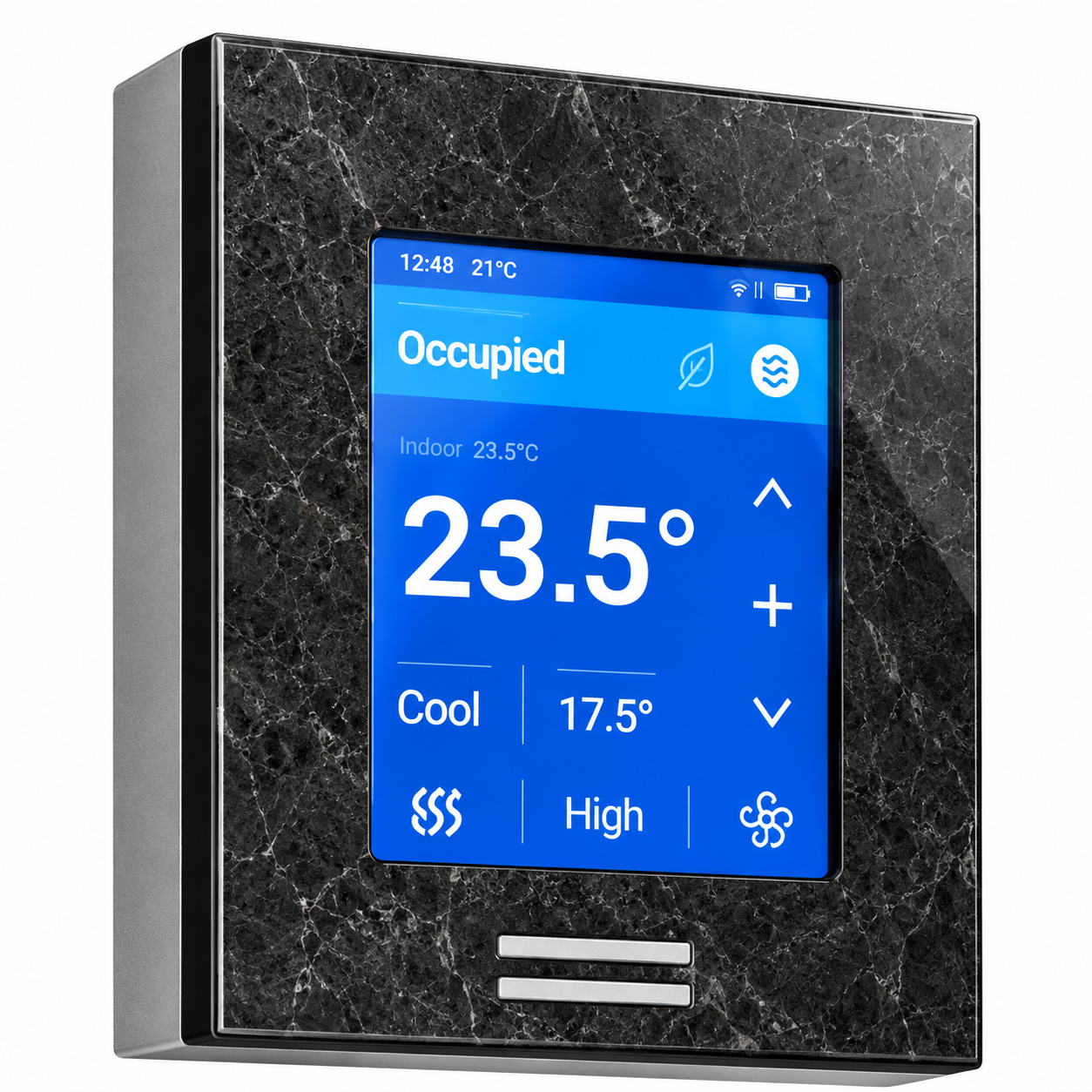 Black Glass Touchscreen Thermostat 3D Model 3
