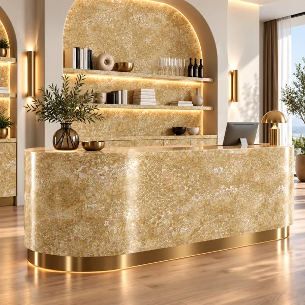 Golden Honey Beige Travertine Mottled Mineral Texture back