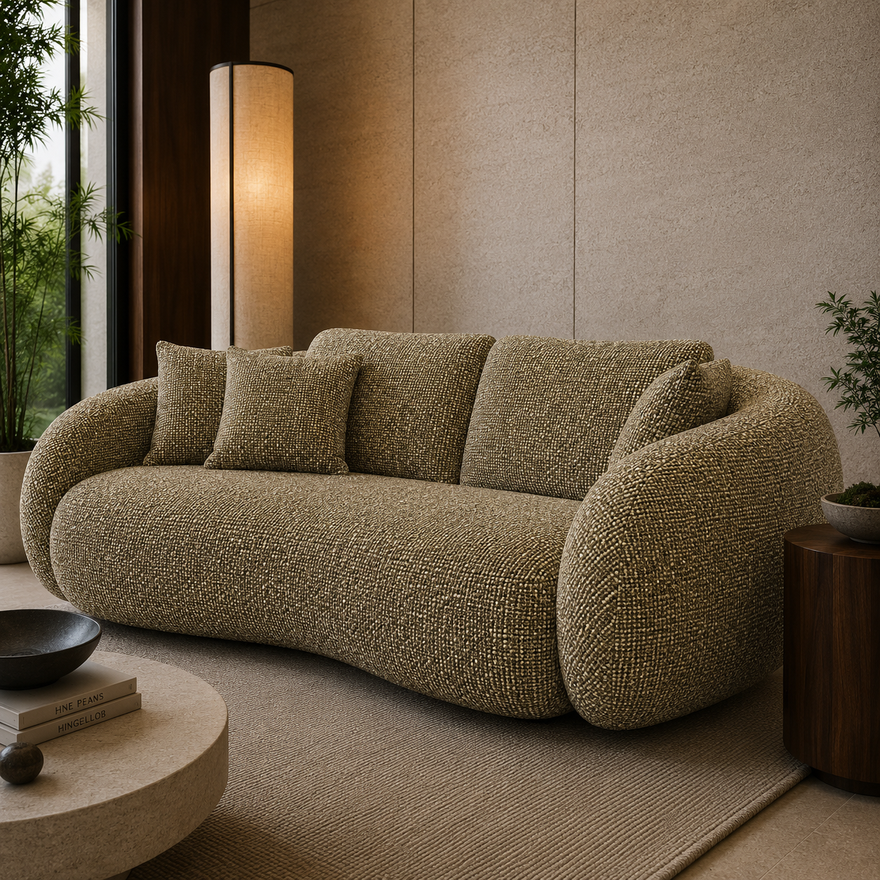 Olive Green Woven Fabric Texture – Dense Flecked Weave 2